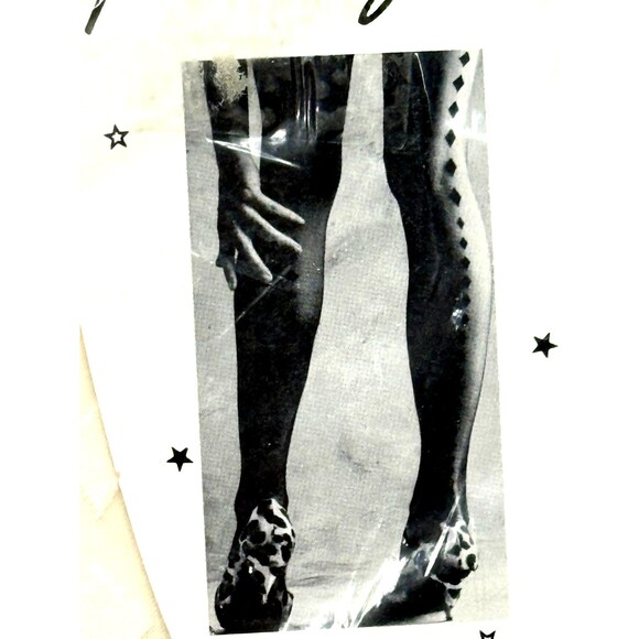 Emilio Cavallini Flash Legs Backseam White Diamond Pantyhose 80s Vintage USA - Picture 2 of 3